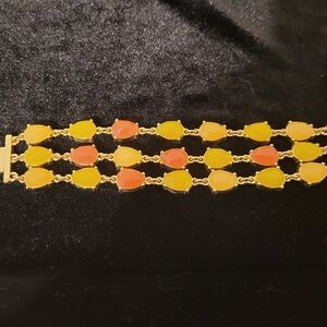 TALBOTS Gold bracelet with Yellow and Orange stones